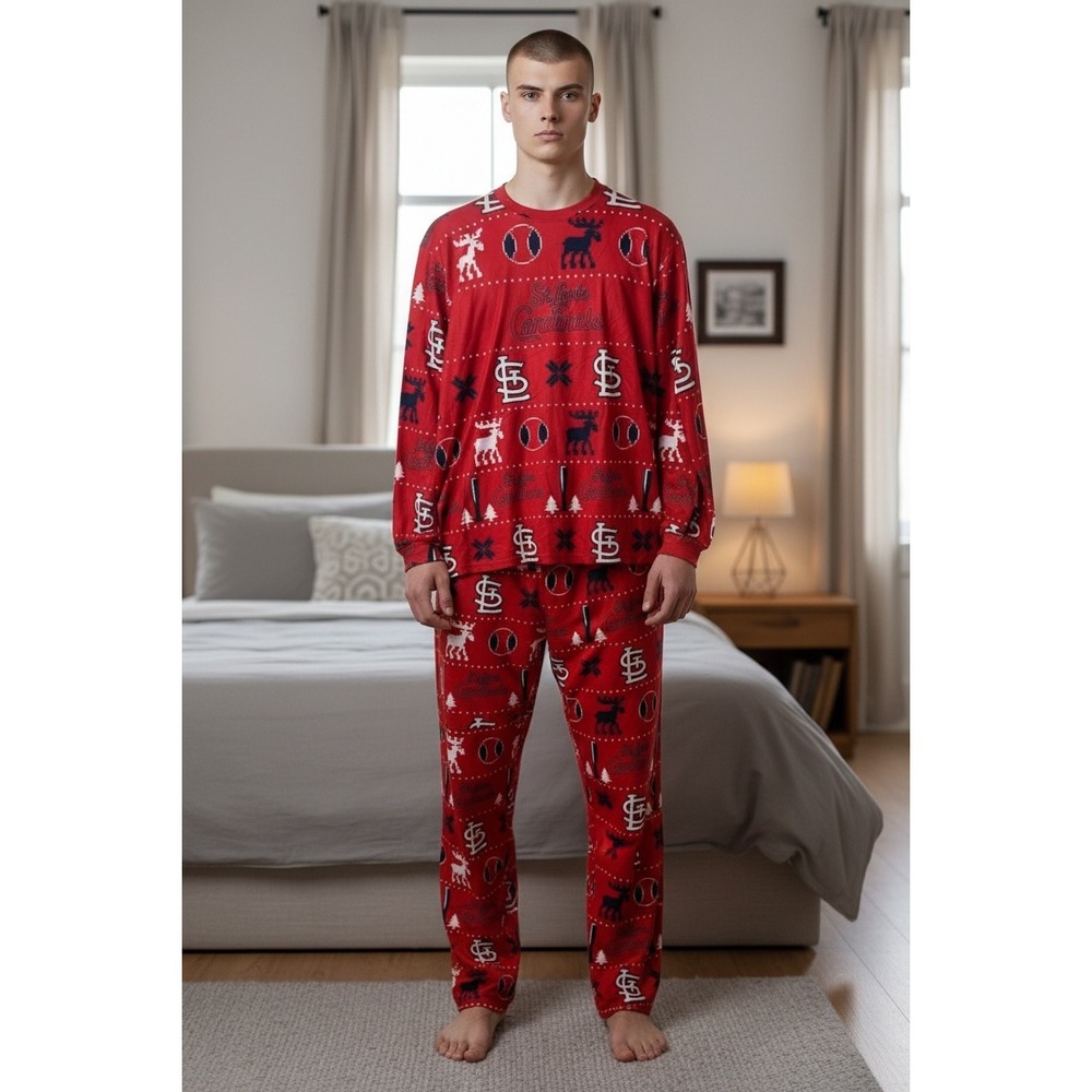 St. Louis Cardinals MLB Christmas Pajama Set Womens‎ XL Red Holiday Moose